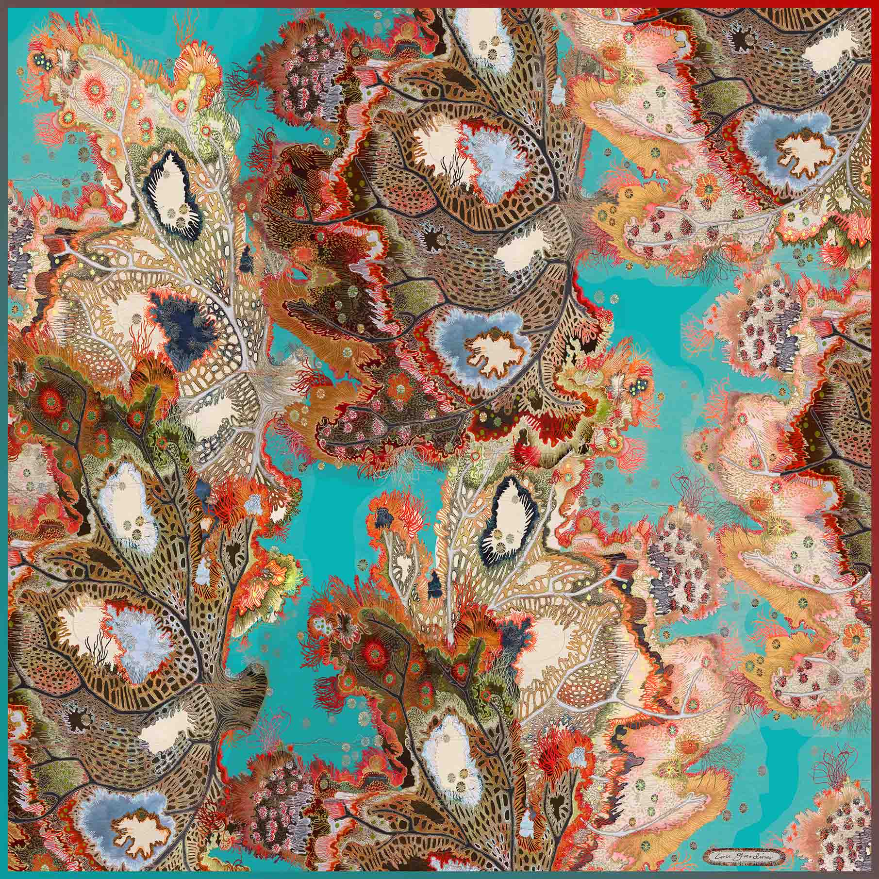 Coral Silk Scarf - Turquoise